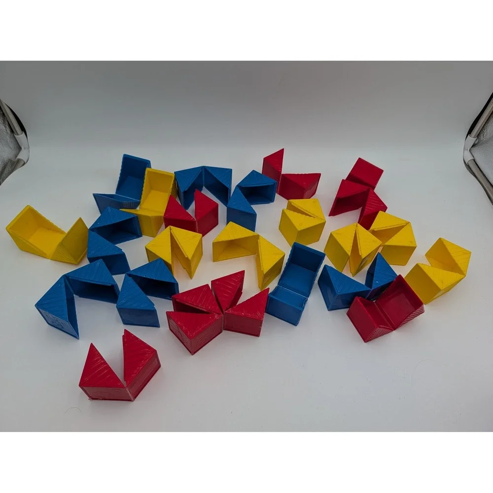 Tupperware Alphabet Blocks Red Blue Yellow Hinged Folding Plastic ABC Set
